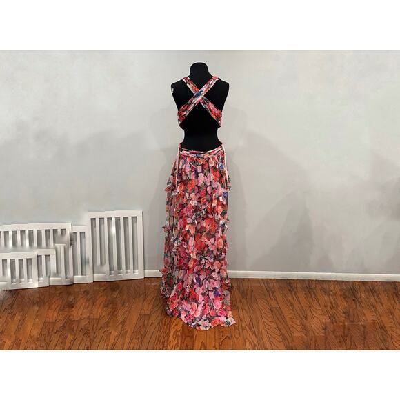 Mac Duggal 68076 Multicolor Ruffled Cut Out Sleeveless Gown Sz 10 - Picture 5 of 8